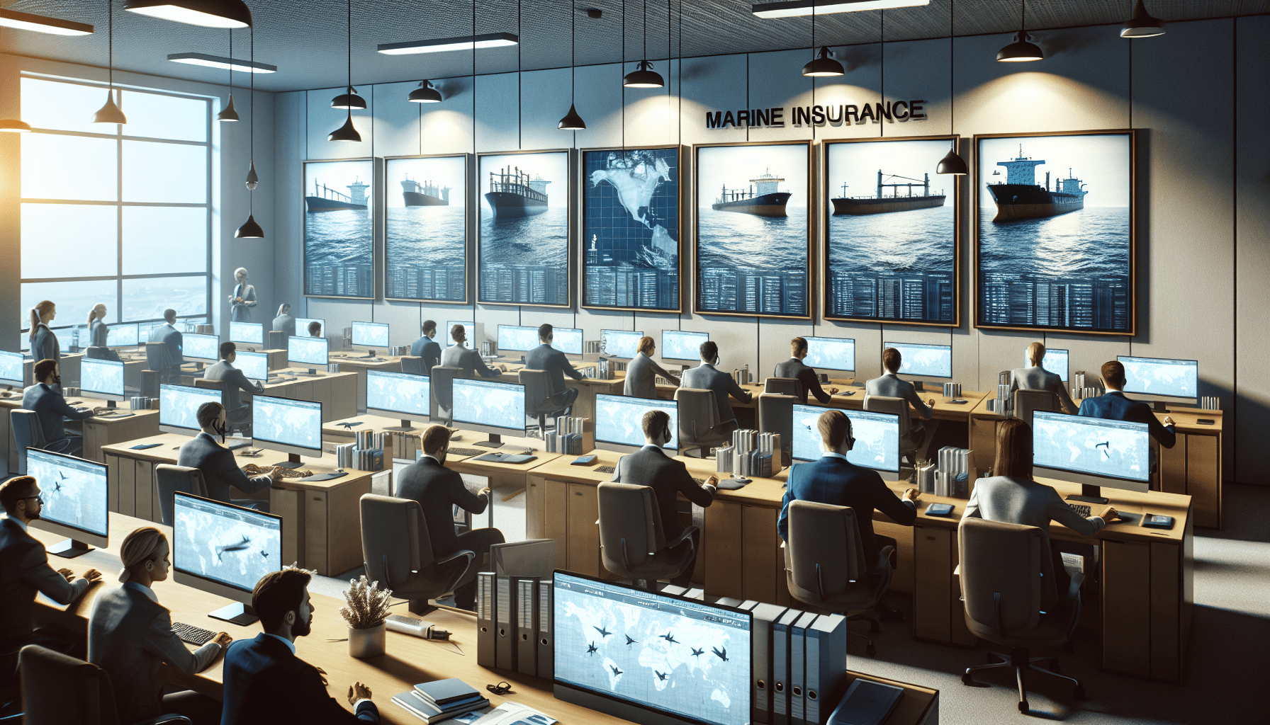Marine Insurance: a group of people sitting at computers